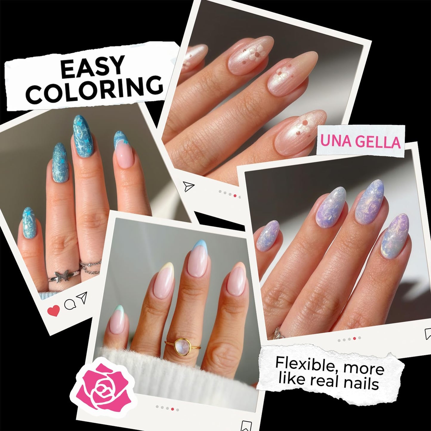 Short Coffin Press-On Nails | 216pcs Gel Tips for DIY Acrylic Extensions