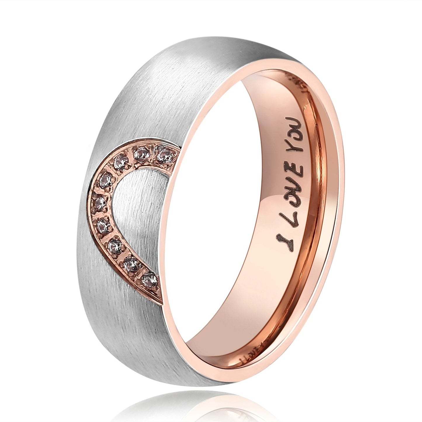 ANAZOZ Hers & Women's for Real Love Heart Promise Ring Stainless Steel Wedding Engagement Bands 6MM US Size 7.5