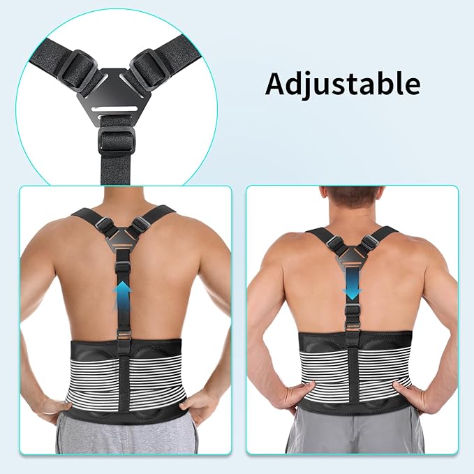 AllyFlex Sports® Back Brace For Lifting Work Y-shape Suspenders Safety Belt With Dual 3D Lumbar Support Relieve Pain, Prevent Injury - L
