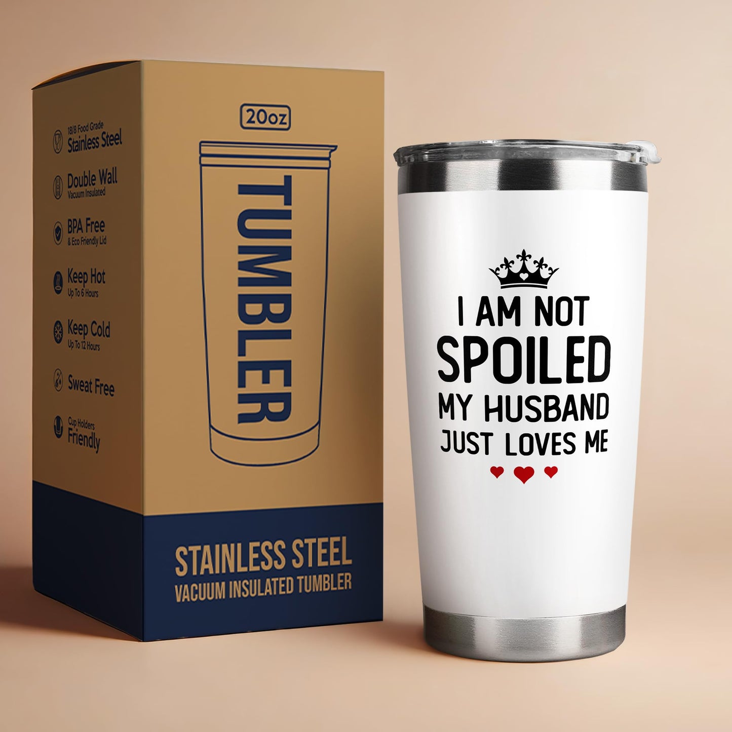 KatAndNat Valentines Day Gifts for Her - Valentines Day Gifts for Wife from Husband - Wedding Anniversary for Women, Birthday, Mothers Day, Christmas Romantic Gift for Wife - 20 Oz White Tumbler