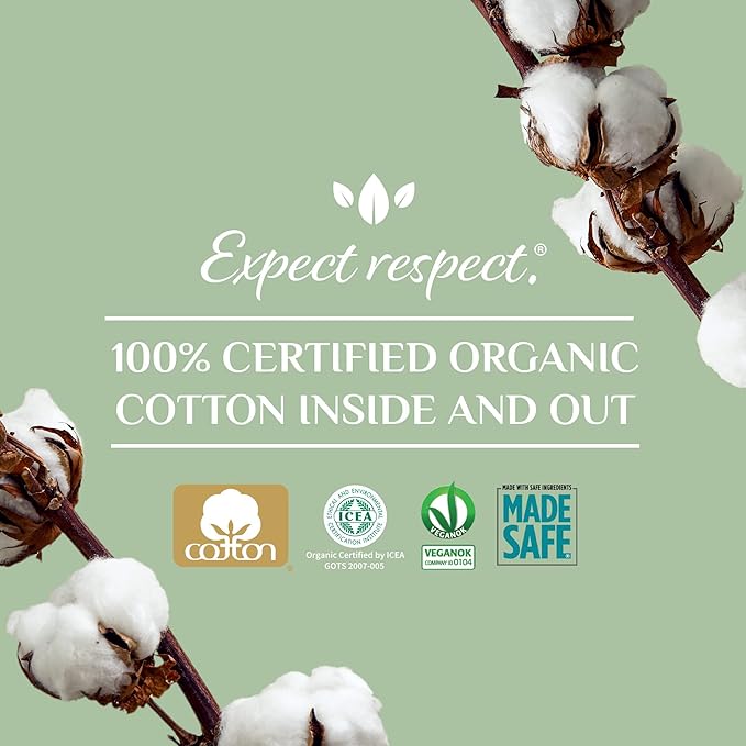 Organyc 100% Certified Organic Cotton Inside and Out Flat Panty Liner - Everyday Sanitary Pad, Free from Wood Pulp, Perfumes, SAP and Chemicals - Maxi Flow, 20 Count