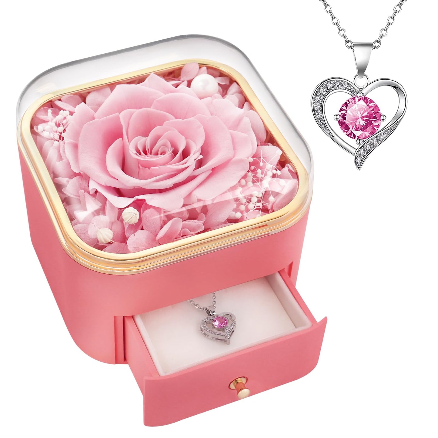 Beferr Valentines Day Gifts for Her Preserved Real Rose with Necklace Eternal Roses Forever Flowers for Delivery Prime Mothers Anniversary Birthday Gifts for Women Mom Grandma Wife Daughter Girlfriend