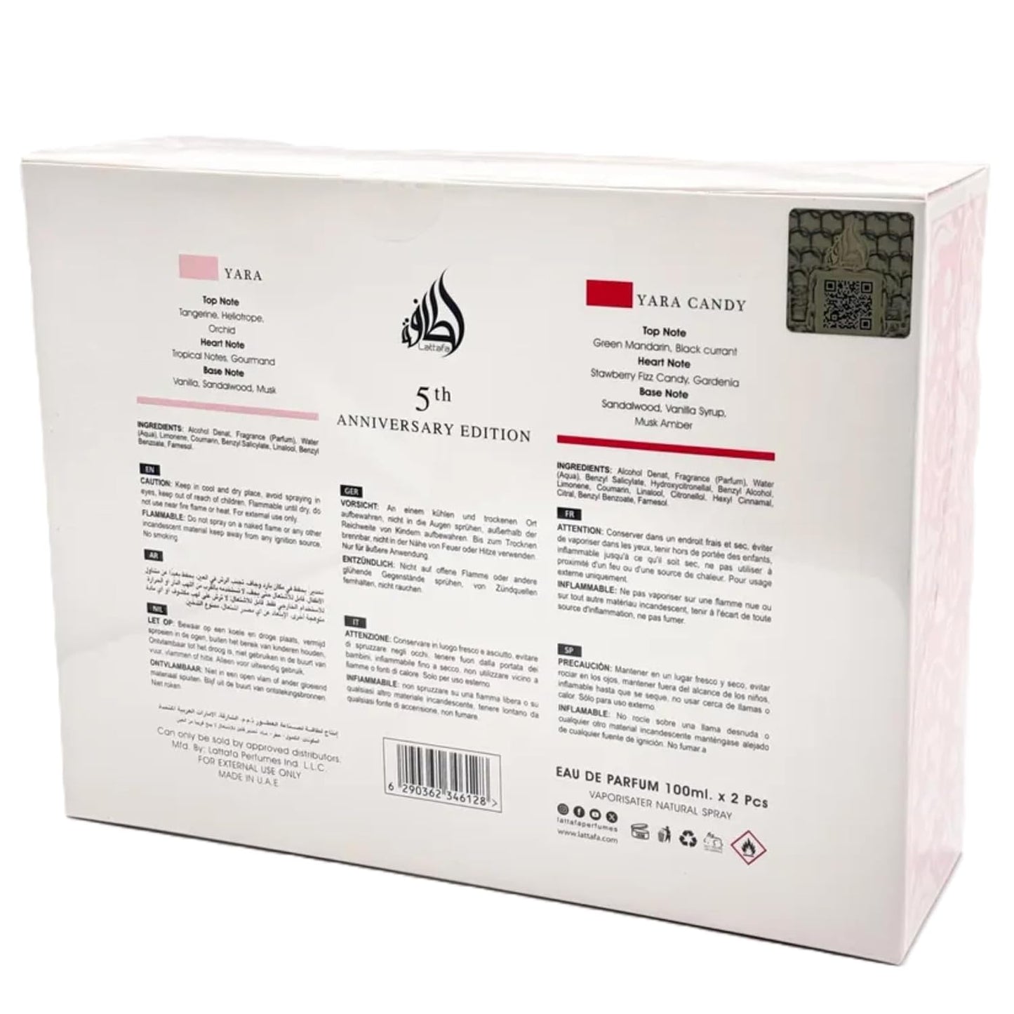 Lattafa Yara 5th Anniversary Eau de Parfum Gift Set | Floral & Fruity | 2 x 3.4 Oz