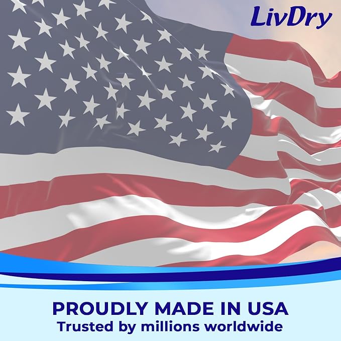 LivDry Adult M Incontinence Underwear, Overnight Comfort Absorbency, Leak Protection, Medium, 17-Pack