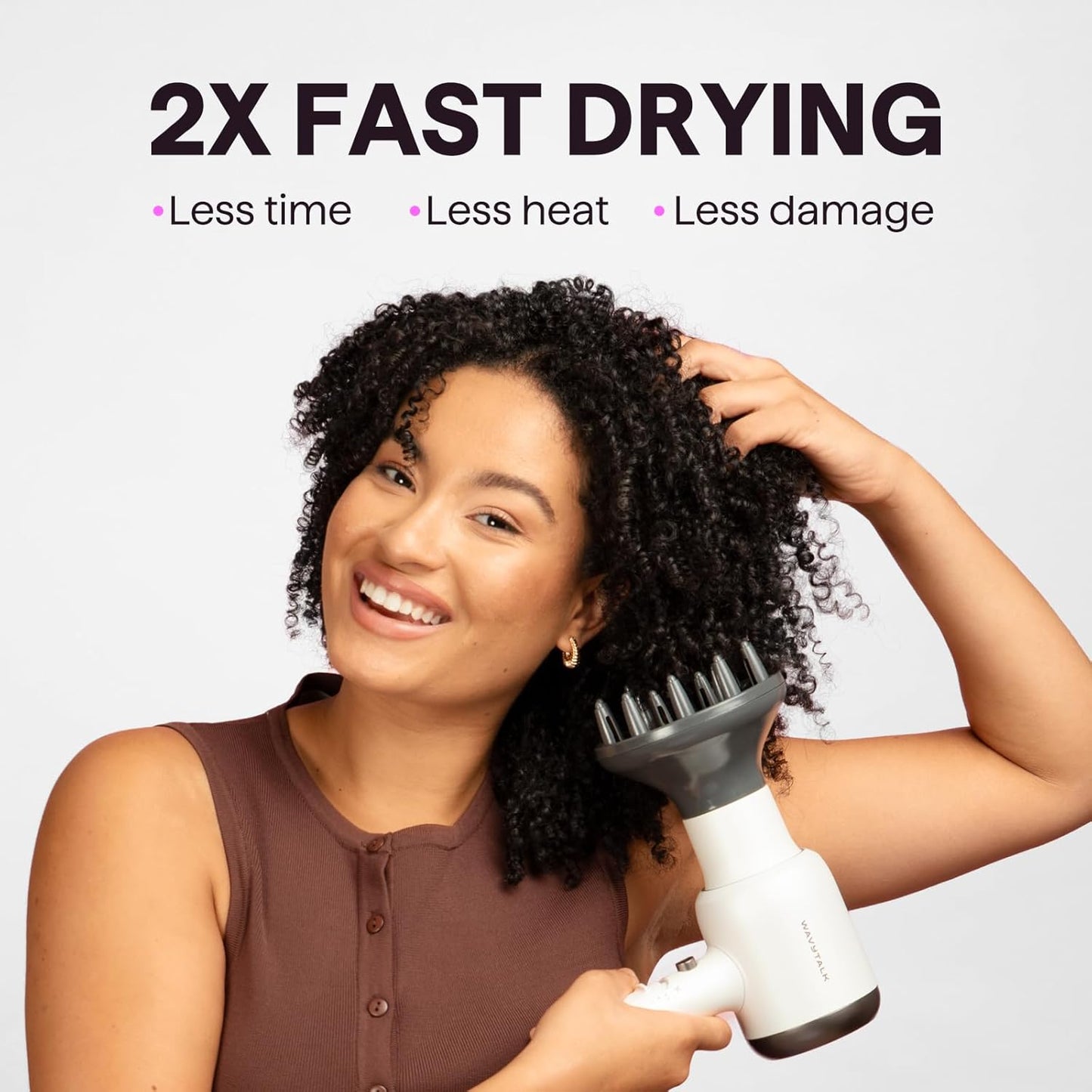 Ionic Blow Dryer for Curly Hair | 1875W Fast Drying with Diffuser | Grey