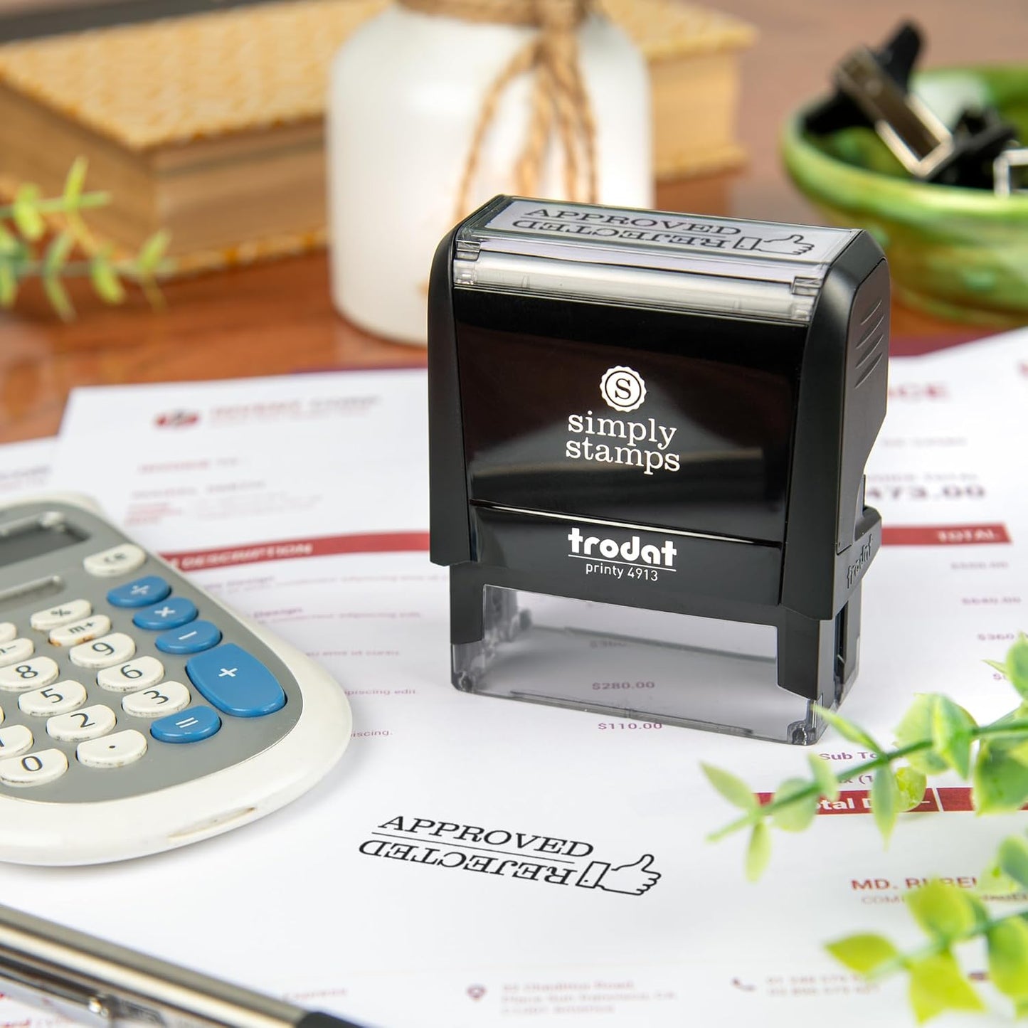 Approved/Rejected Office Stamp | 4 Different Sizes | 20 Designs | Multiple Color Options | Perfect for Quick Validation of Office Documents (Approved/Rejected, Large)