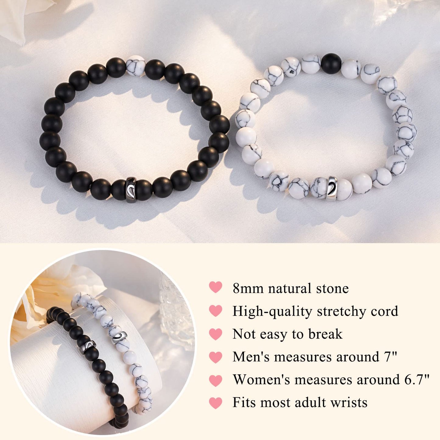 UNGENT THEM Matching Couples Bracelets Stuff Promise Long Distance Relationship Sentimental Christmas I Love You Valentines Day Gifts for Him Her Boyfriend Girlfriend Women Men His Hers Bf Gf
