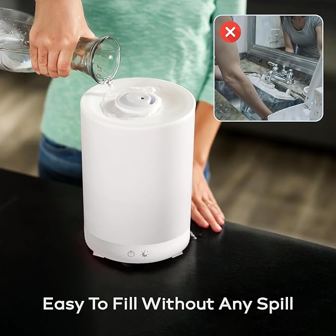 Bell+Howell 4L Top Fill Humidifiers for Bedroom, Color Changing Air Humidifier for Large Room, Cool Mist Humidifiers for Bedroom Baby Room Humidifier & Oil Diffuser with Auto Shutoff