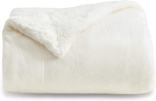 Bedsure Sherpa Fleece Throw Blanket for Couch - Thick and Warm, Soft Fuzzy Plush Throw Blanket for Winter, Cream, 50x60 Inches