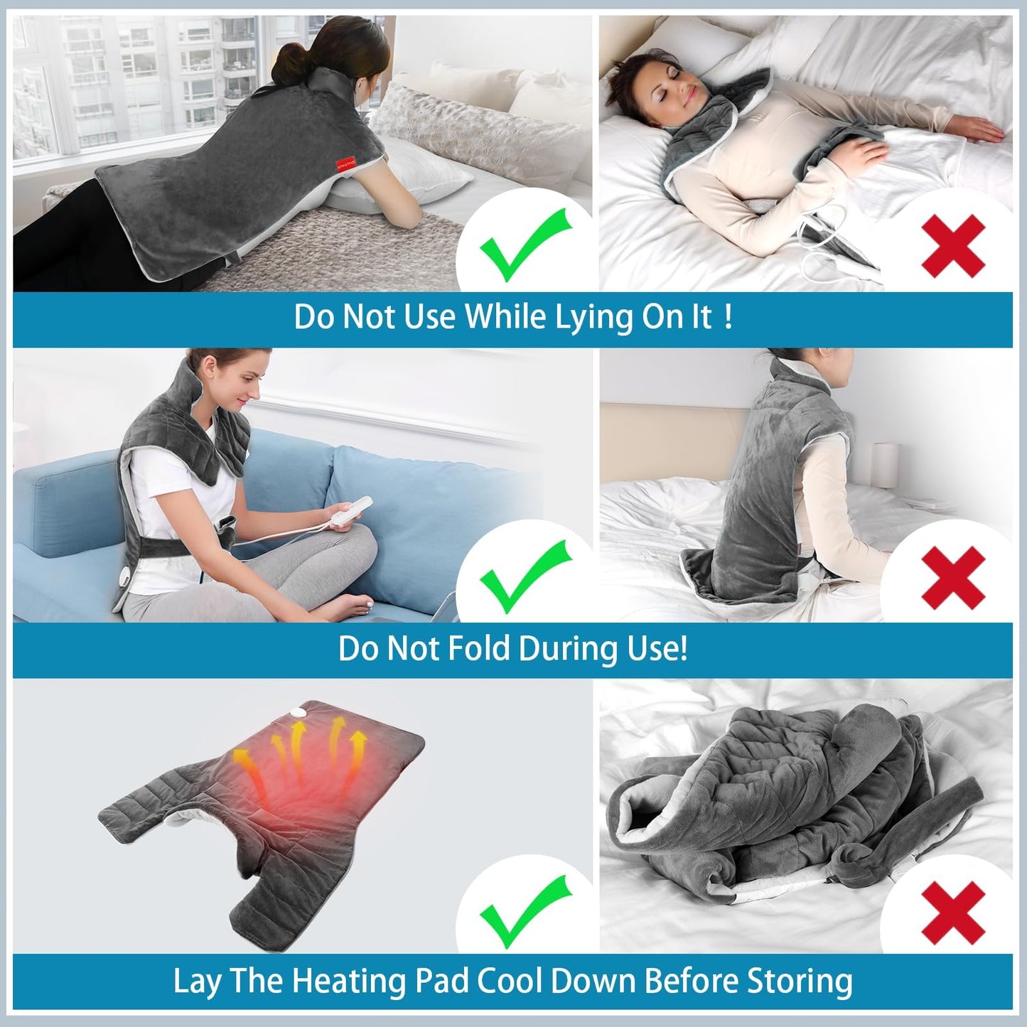 Comfytemp Upgraded Heating Pad for Back Neck Shoulders Deeper Pain Relief, 22"x33" Large Weighted Electric Heat Pad, Gifts for Women Men, Safe Design — 2H Auto-Off, Soft & Washable