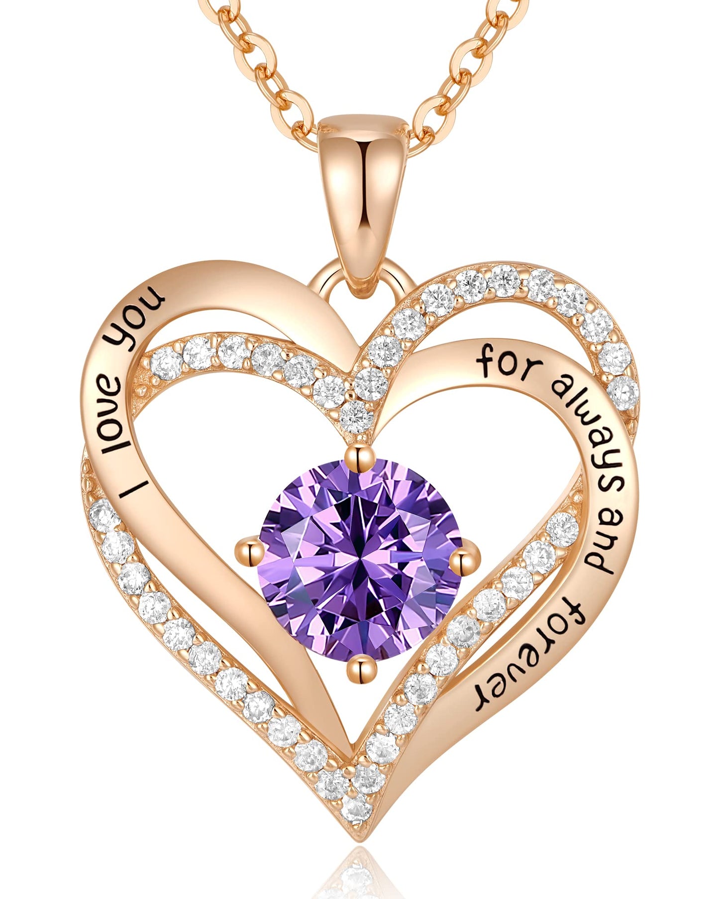 CDE Valentine's Day Gift Forever Love Heart Necklaces for Women, Wedding Anniversary, Birthday Mothers Christmas Day Gifts for Mom, Mother, Wife, S925 Silver Jewelry with Birthstone Pendant