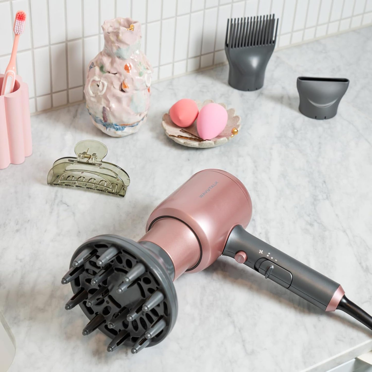 Wavytalk 1875W Ionic Hair Dryer | Diffuser & Attachments for Curly Hair