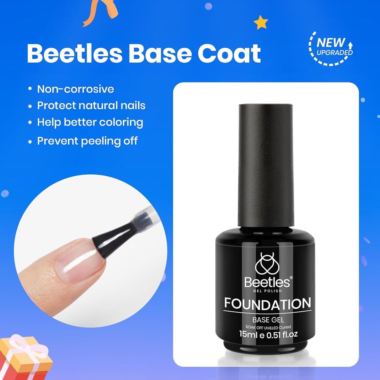 Beetles Matte Gel Top Coat & Base Coat Set | 3Pcs 15ml | Long-Lasting Nail Polish for Women