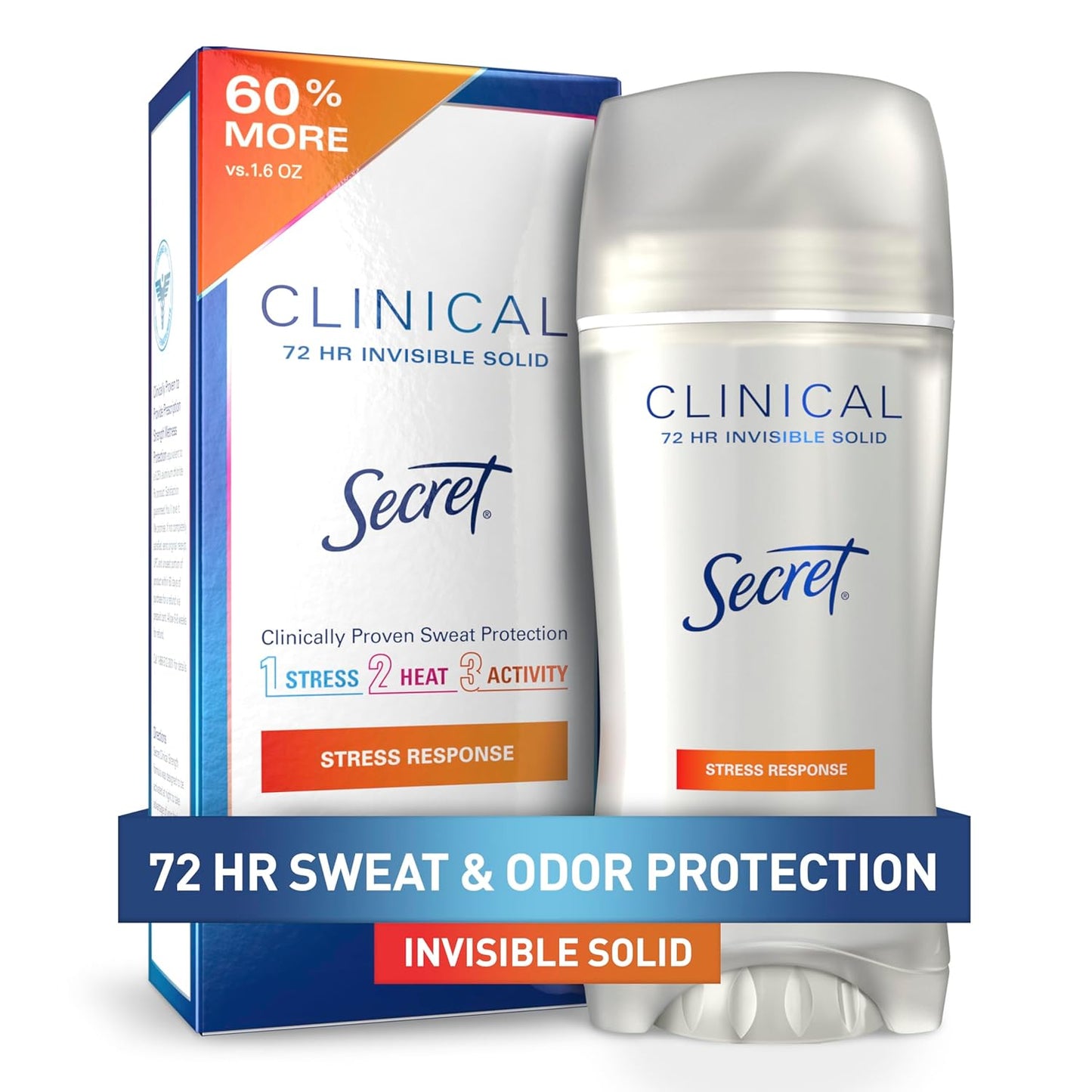Secret Clinical Strength Antiperspirant Deodorant for Women | 72Hr Sweat & Odor Protection | Cool Waterlily Scent