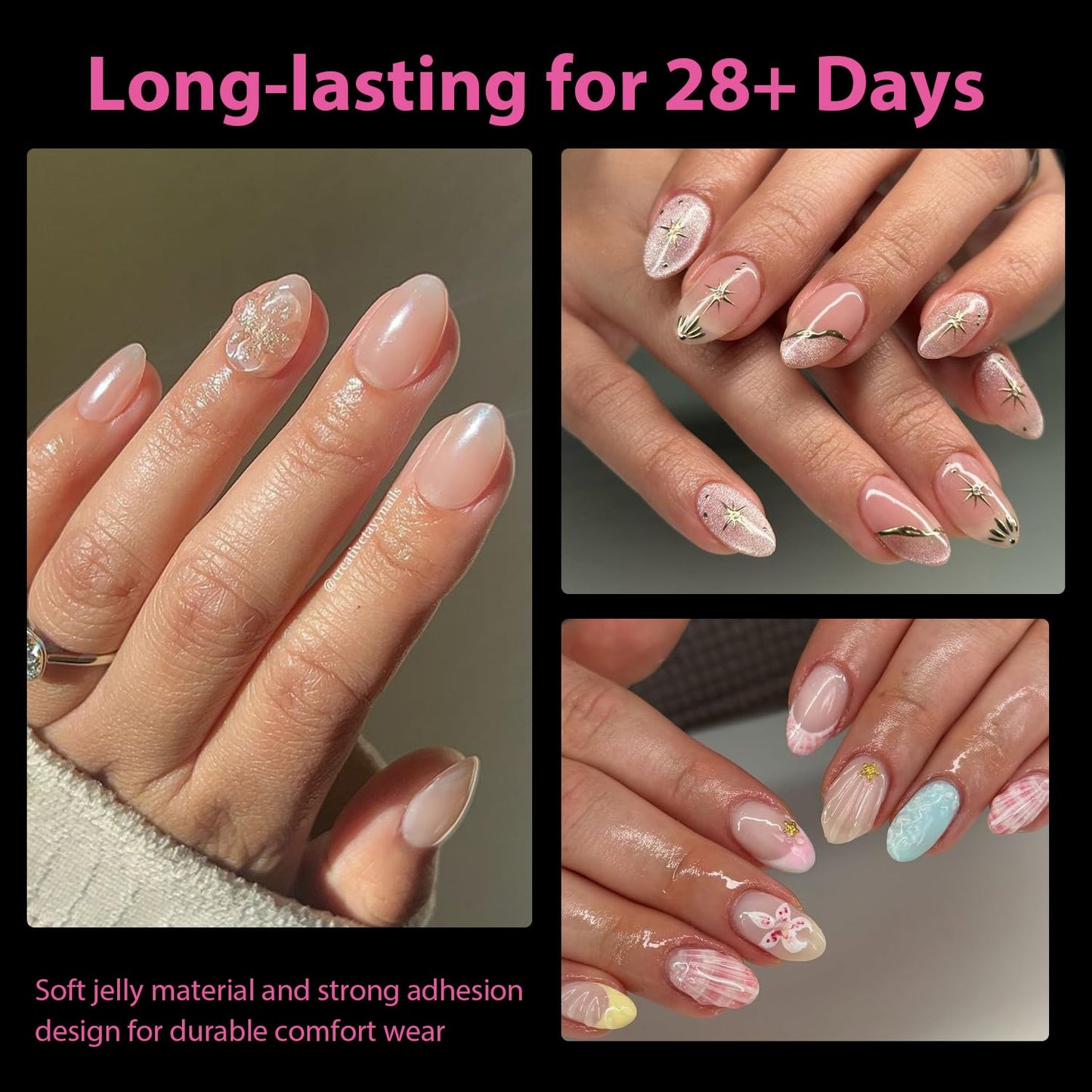 UNA GELLA 504Pcs Short Coffin Gel Press-On Nails | Pre-Etched For Women