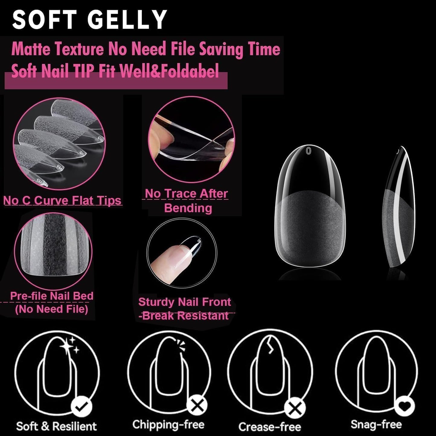 Soft Gel Nail Tips | 40ml Strong Adhesive Gel for Acrylic & Press-On Nails