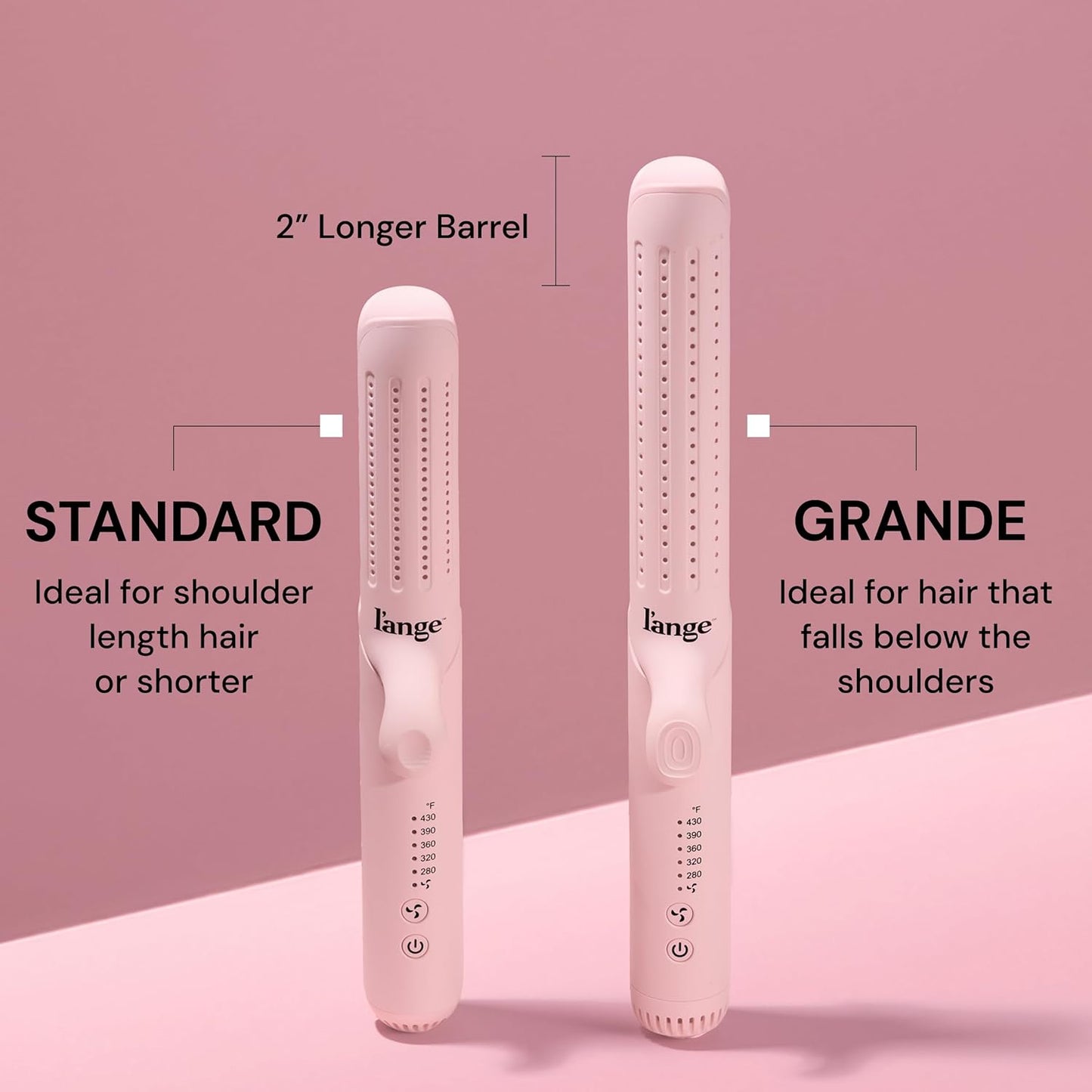 L'ANGE HAIR Le Duo Standard 360° Airflow Styler | 2-in-1 Curling Wand & Titanium Flat Iron Hair Straightener | Professional Hair Curler with Cooling Air Vents | Dual Voltage & Adjustable Temp (Blush)