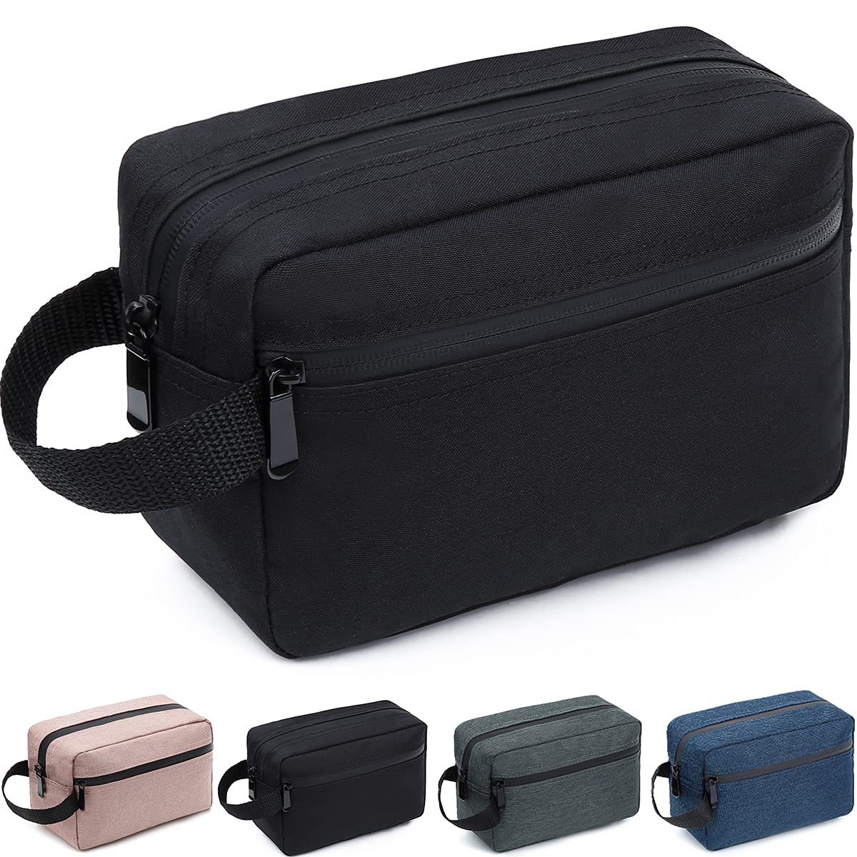 FUNSEED Travel Toiletry Bag for Women and Men, Water-resistant Shaving Bag for Toiletries Accessories, Foldable Storage Bags with Divider and Handle for Cosmetics Toiletries Brushes Tools