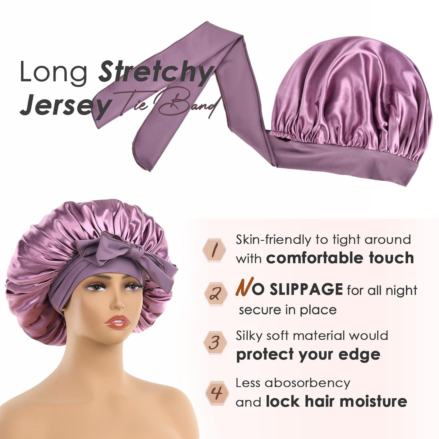 Silk Bonnet for Sleeping | Double Layer Satin Lined | Pink Hair Protection