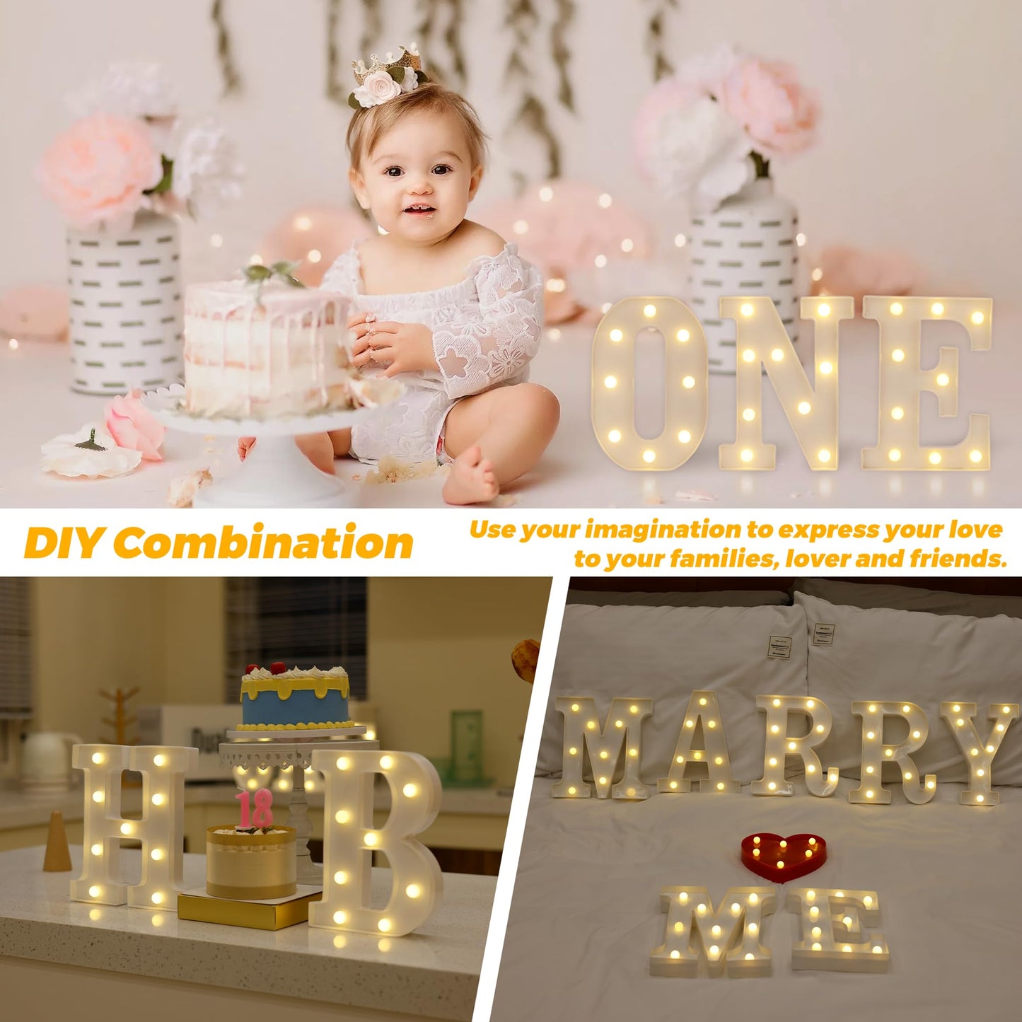 TRONSBOO LED Marquee Sign Light Up Letters, Alphabet Light Up Letters Sign, Battery Powered LED Letter Lights for Night Light, Wedding, Birthday, Party, Christmas or Home Decor (Red Heart)
