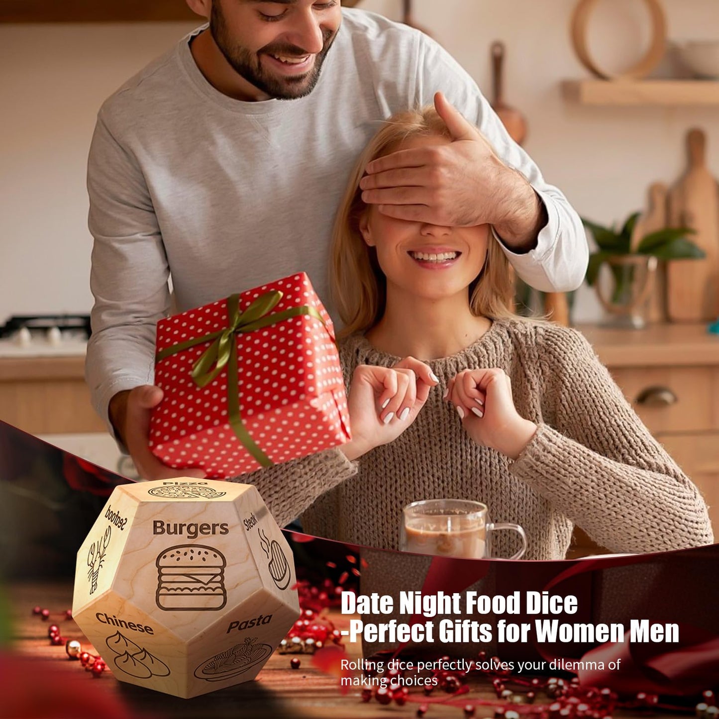 Valentines Day Gifts for Him Her Men Women, Food Dice Date Night Dice Anniversary Birthday Wedding Christmas Couples Gifts for Him Her Husband Wife Boyfriend Girlfriend Gag Gifts Stocking Stuffers
