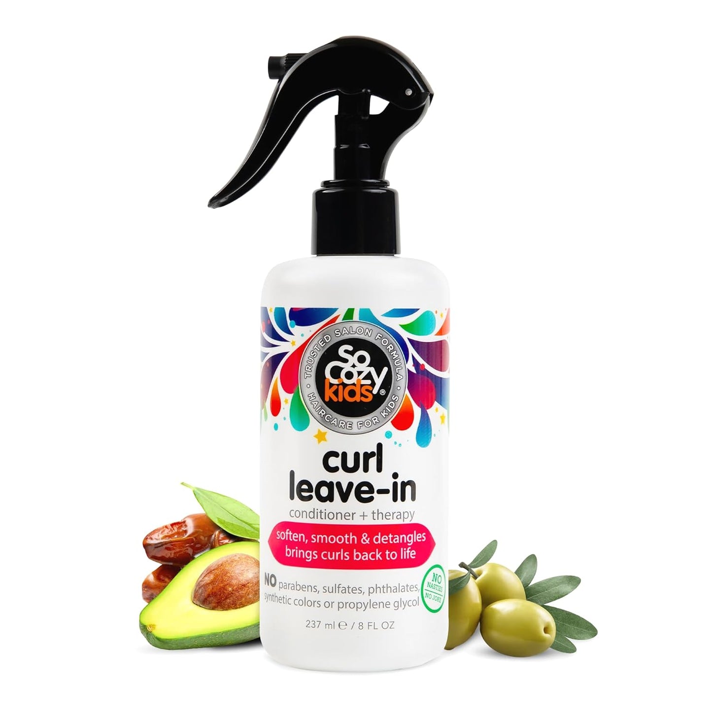 SoCozy Leave-In Conditioner Spray | 8 Fl Oz | Tangle-Free Detangler for Kids' Curly Hair