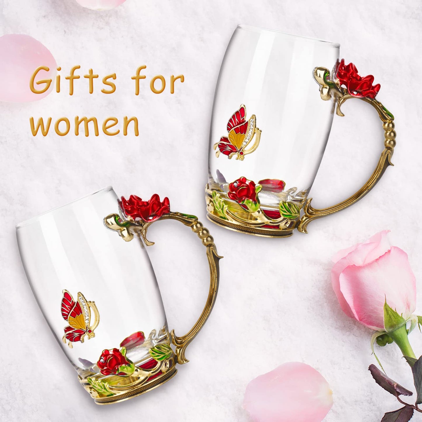 OEAGO Gifts for Mom Women Valentines Day Gifts for Her Glass Coffee Enamels Mug Best Birthday Valentine's for Girlfriend Wife Mothers Day from Daughter Son Tea Cup Stocking Stuffers Christmas