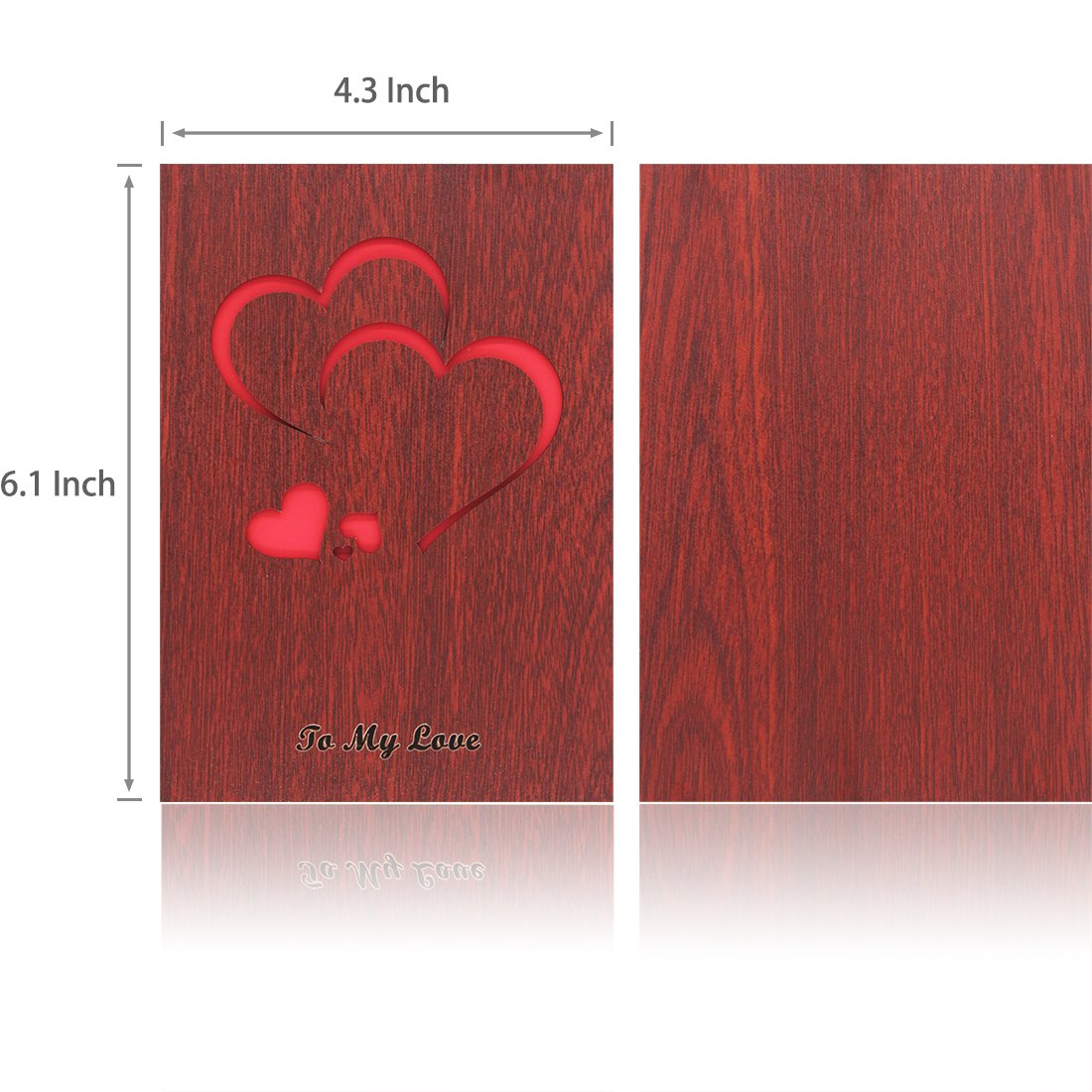Creawoo Handmade Walnut Wood Love Greeting Card with Unique Gift Card Box The Best Valentine's Day, Anniversary Birthday Gift Idea Card for Her, Him, Wife, Husband