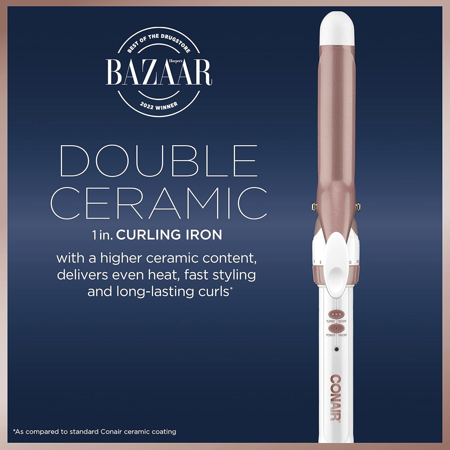 Conair Double Ceramic 3/4-Inch Curling Iron | Bonus Claw Clip | Tight Curls