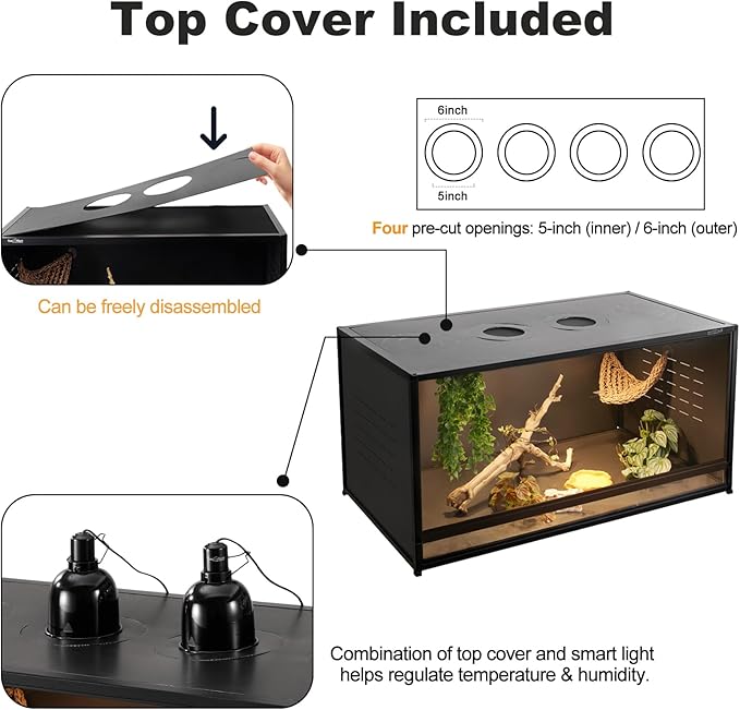 Reptile Enclosure 4 Packs, 48"x24"x24" Stackable Space Efficient Reptile Tank for Bearded Dragon and Ball Python, Expandable Snake Terrarium with Front Opening Tempered Glass Door