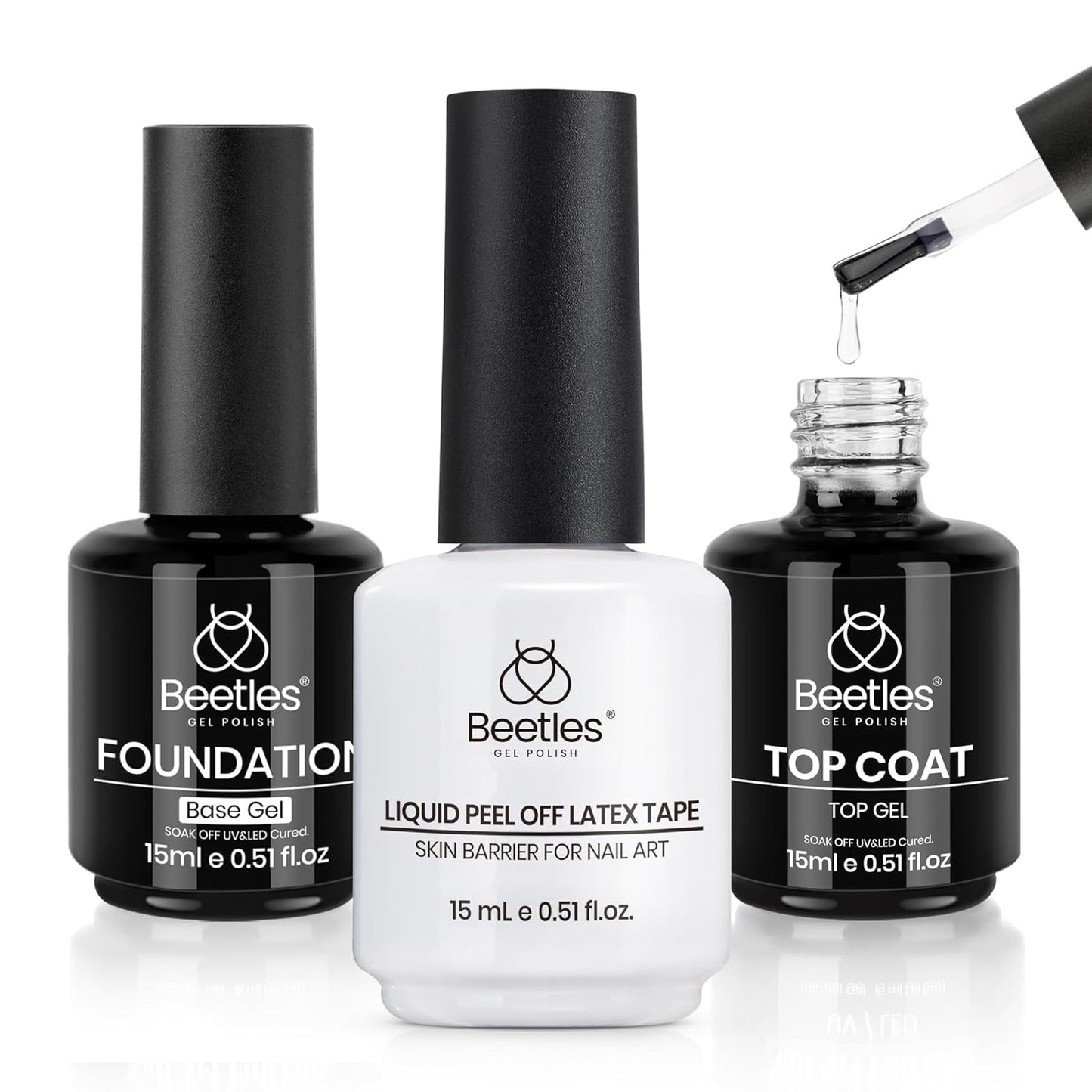 Beetles 4 Pcs Base & Top Coat Gel Kit | Acid-Free Nail Primer Set for Women