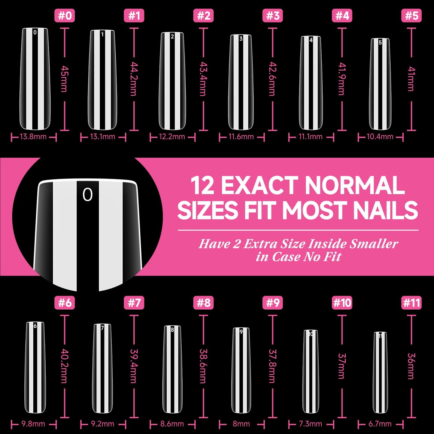 Short Coffin Press-On Nails | 216pcs Gel Tips for DIY Acrylic Extensions