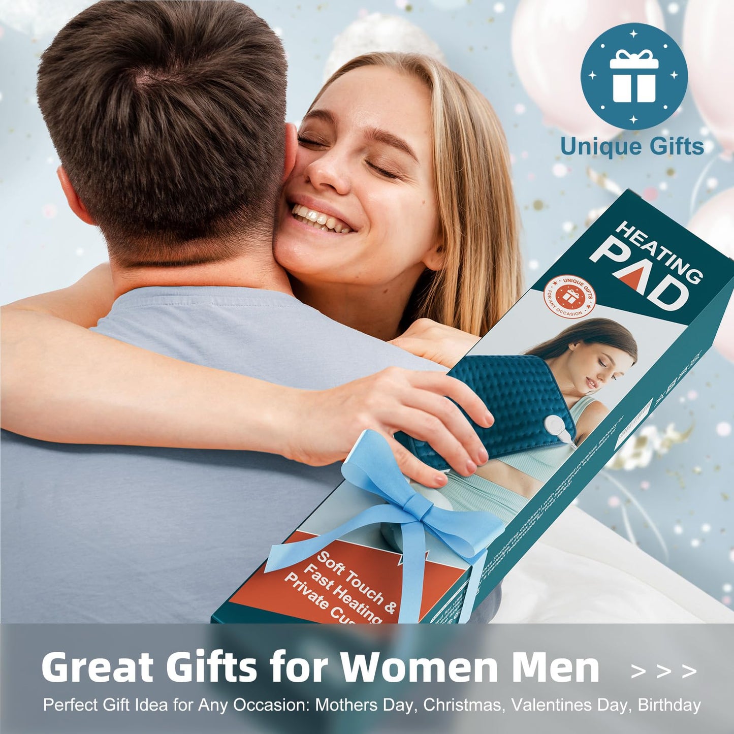 Heating pad for Back, Neck, Shoulder, Cramps and Leg Pain Relief, Heat Pads Christmas Gifts for Women, Men, Mom, Dad, Auto-Off,Machine Washable,Moist Dry Heat Options,Extra Large 12"x24"