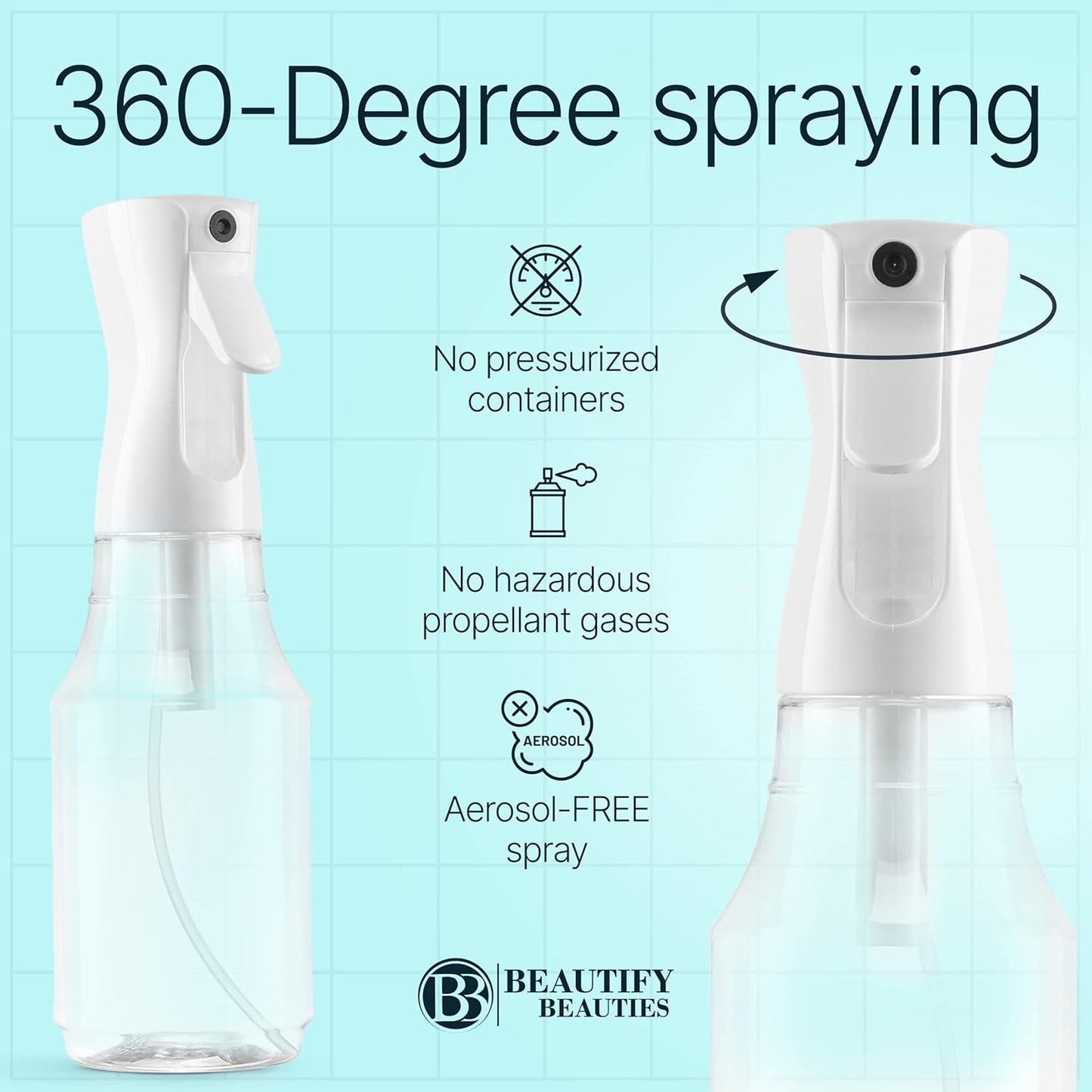 Ultra Fine Continuous Hair Spray Bottle | Black | 10.1 Oz | For Hairstyling & Misting