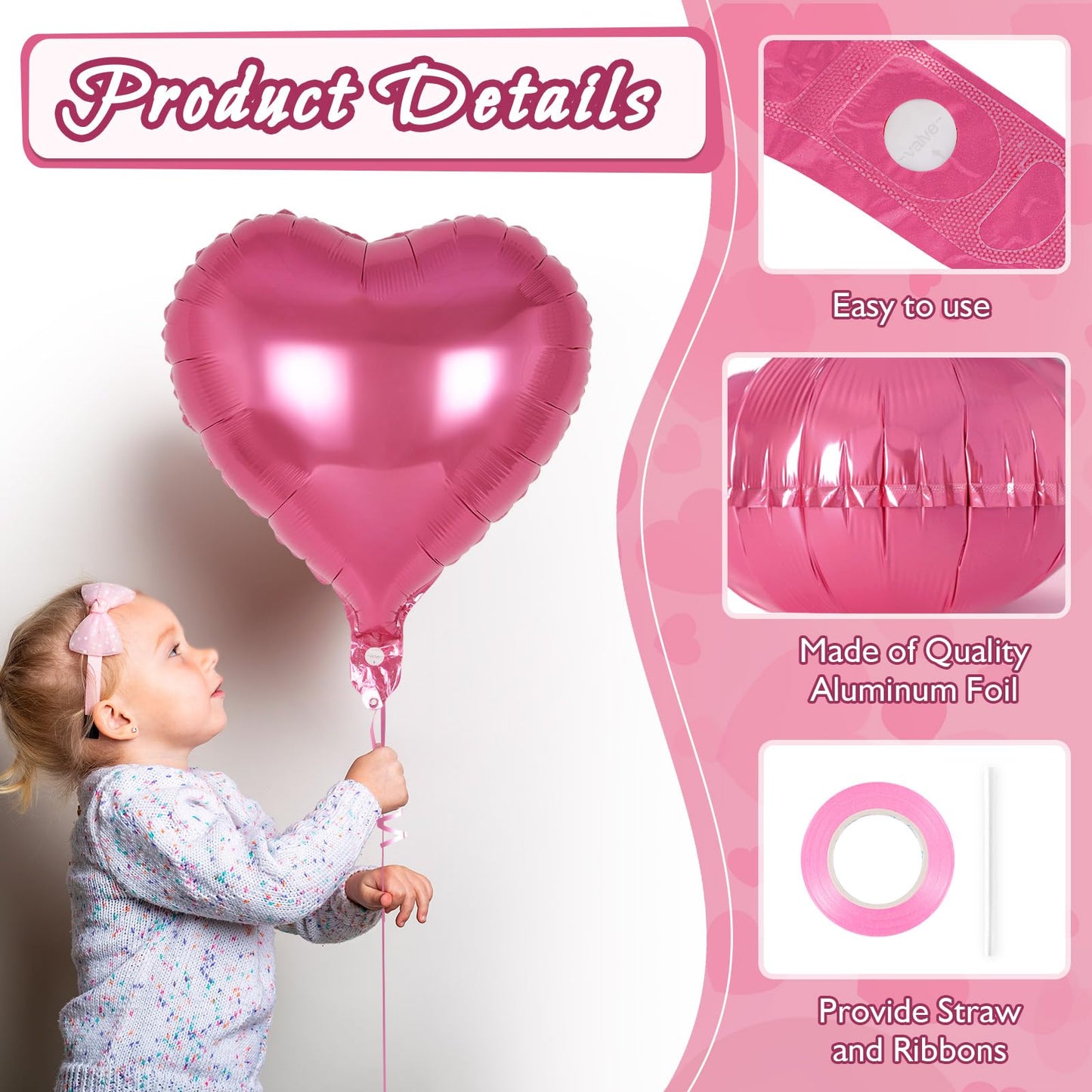 12 Pcs Red Heart Balloons,18 Inch Heart Foil Balloons Love Balloon Valentine Balloon for Birthday Party Wedding Engagement Party Baby Shower Valentine Day Decorations (red)