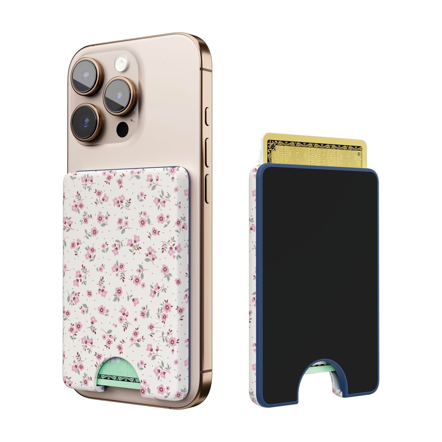 Casely MagWallet | Starfish Wishes | Coral Pink Shimmer | Slim Wallet Card Holder | Compatible with MagSafe | Soft-Touch Hard Silicone | Holds Up to 3 Cards