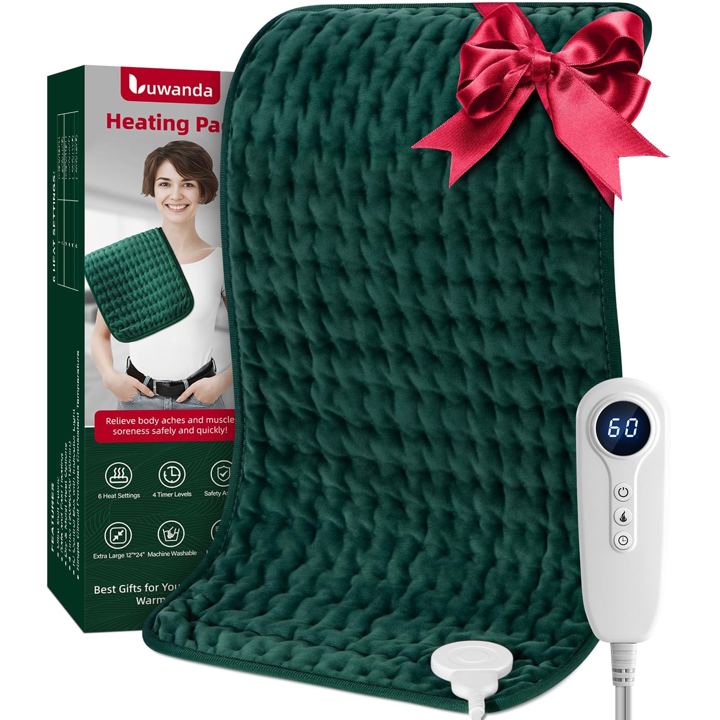 XXXL Heating Pad for Back & Women, Electric Large Heating Pads for Period Cramps Shoulder Neck Legs Pain Relief, 17"x33" King Size Heat Pad, Auto Off, Birthday Mother’s Day Gifts for Mom Dad Women Men