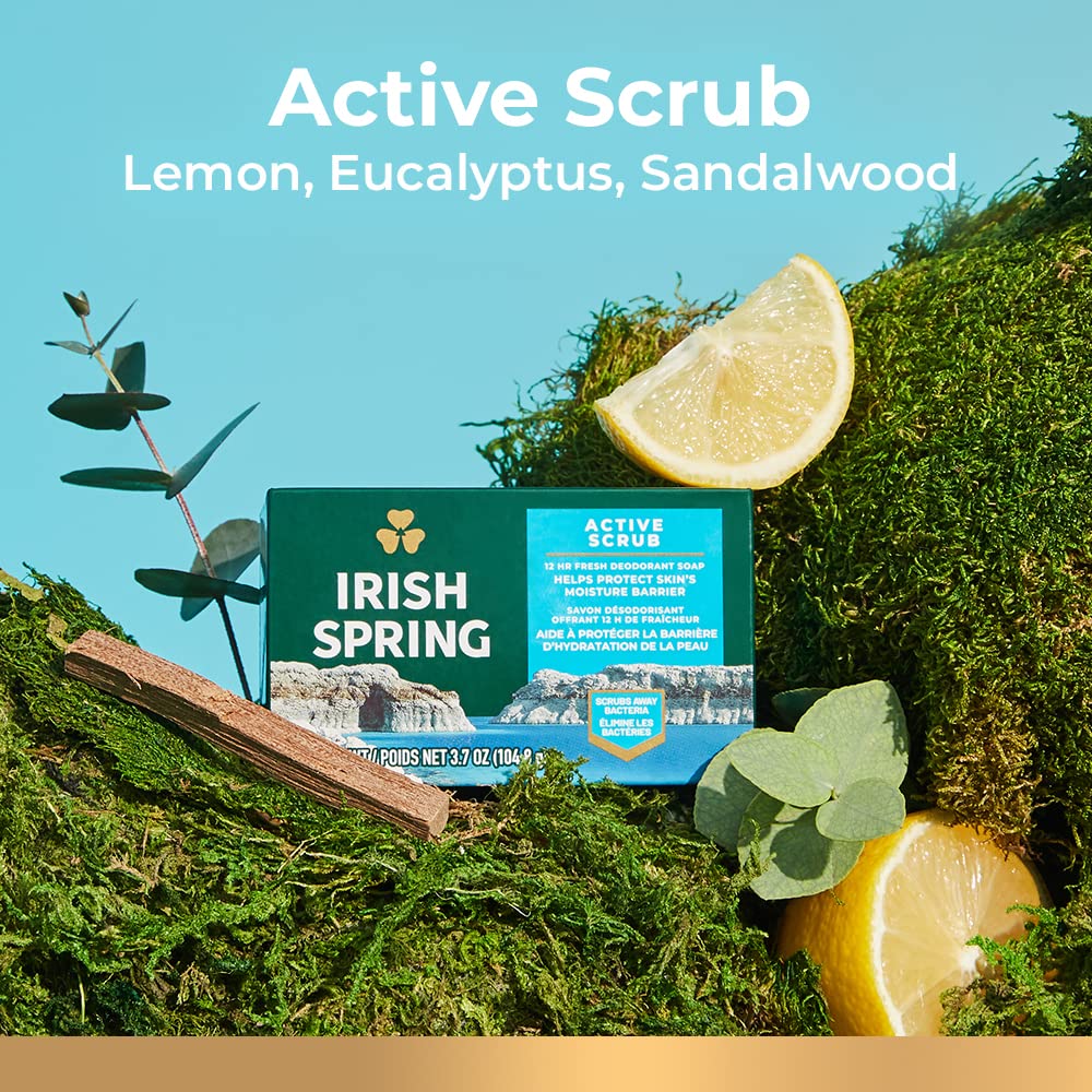 Irish Spring Men's Exfoliating Bar Soap | Fresh & Clean | 24 Pack | 3.7 Oz