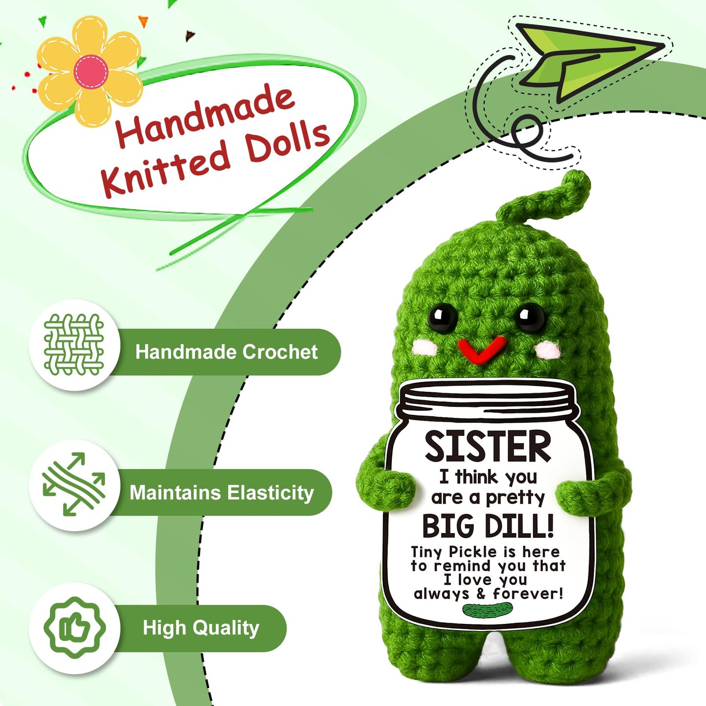 Valentines Day Gifts for Him Her Boyfriend Girlfriend, Handmade Crochet Pickle Valentines Gifts for Wife Husband, I Love You Birthday Gift To My Love Wedding Anniversary Romantic Gift for Couples