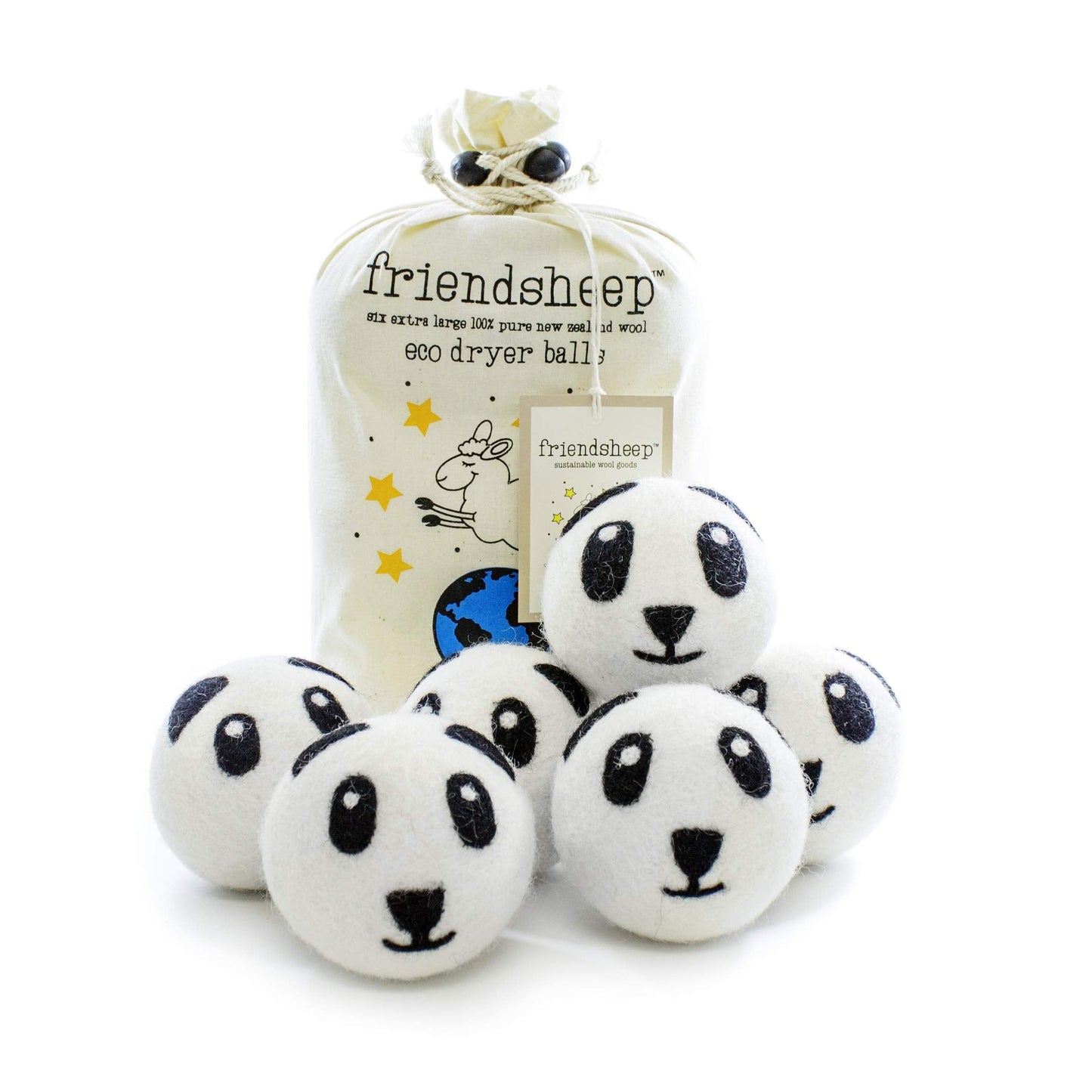 Wool Dryer Balls by Friendsheep 3 Pack XL Organic Premium Reusable Cruelty Free Handmade Fair Trade No Lint Fabric Softener Lavender Fields Bee Flower