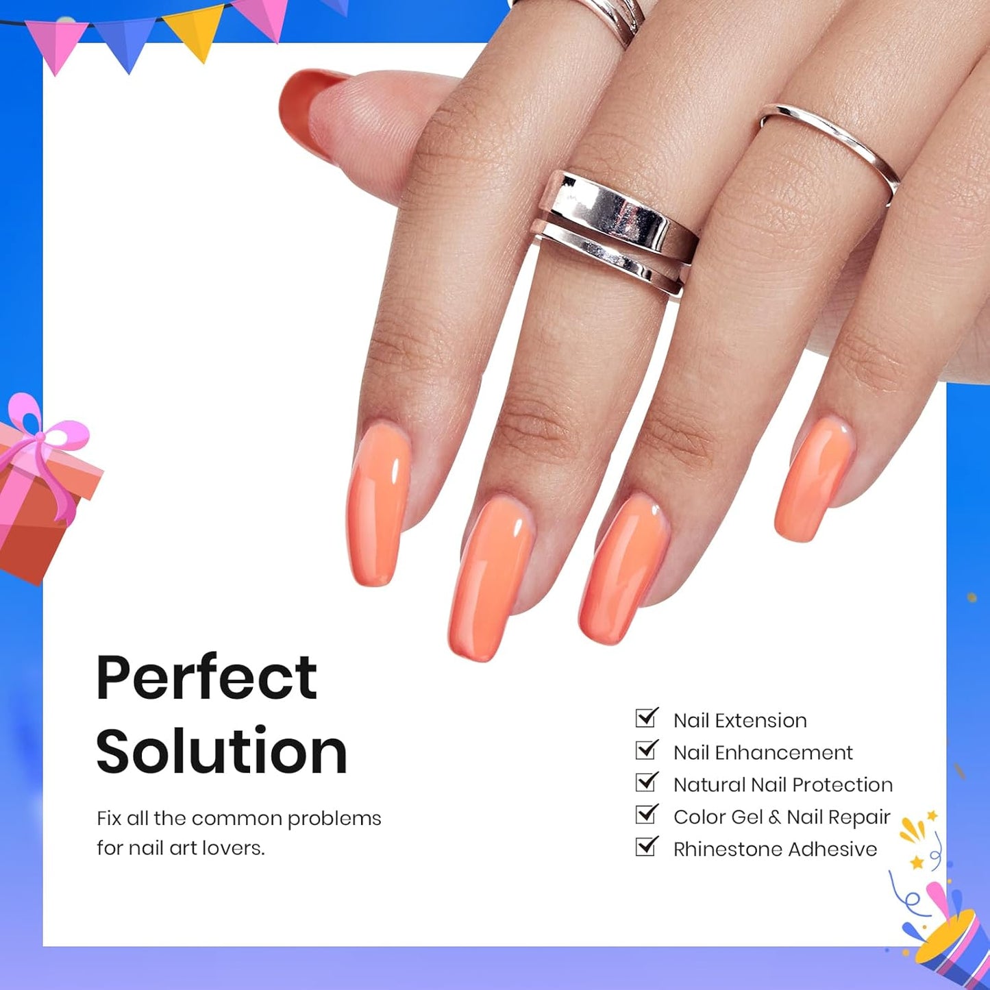 Beetles 3Pcs Builder Nail Gel Set | 15ml No Wipe Top Coat & Base Coat | Long-Lasting Shine for Women