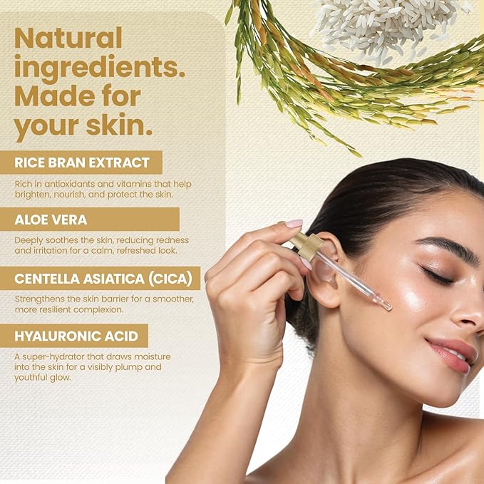 Rice Peel Shot Ampoule, White Rice Exfoliant, Rice Exfoliator for Face & Soft Peel, Removes Dead Skin Cells for a Brighter, Softer & Hydrated Complexion, For All Skin Types, 90 mL