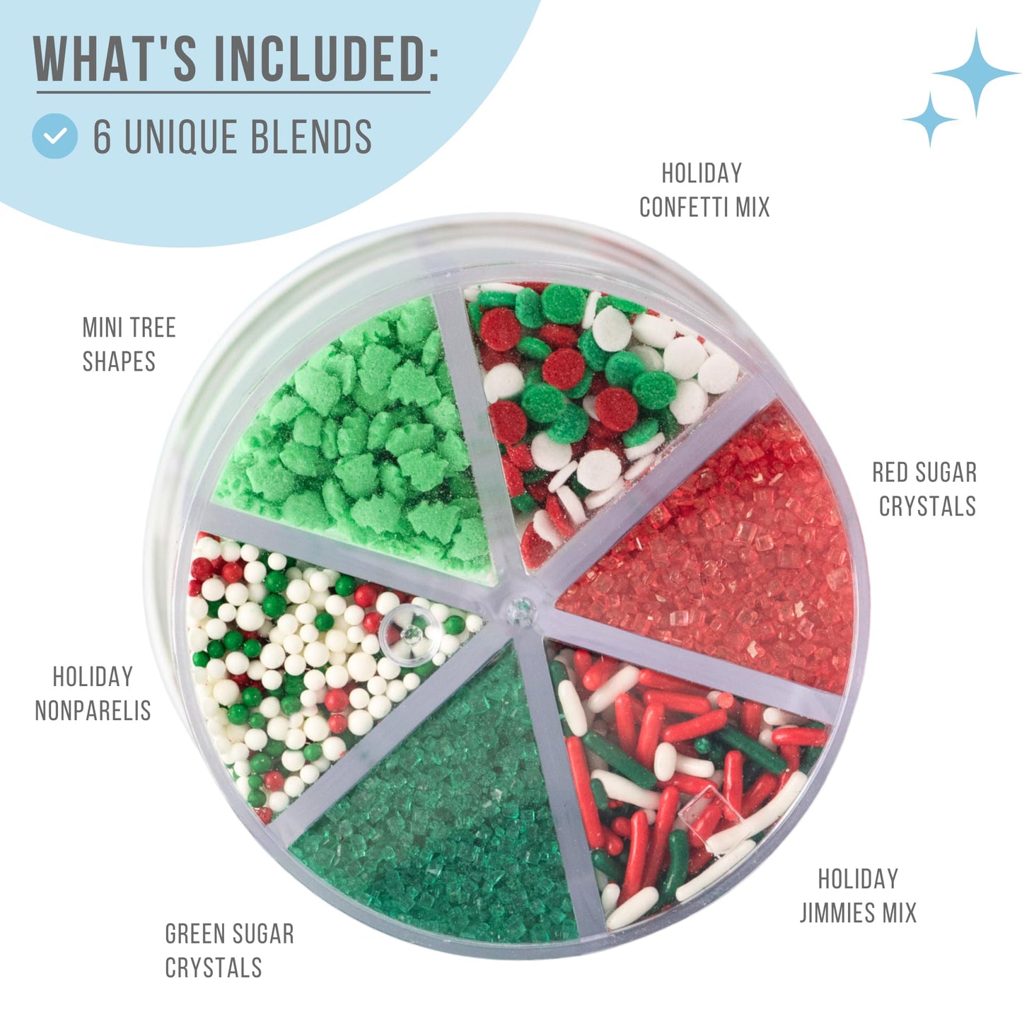 Sweets Indeed Valentines Sprinkles 6-Cell Jar | Heart Sprinkles, Red White Pink Jimmies & Sanding Sugar | Baking & Decorating | 6.45 ounces