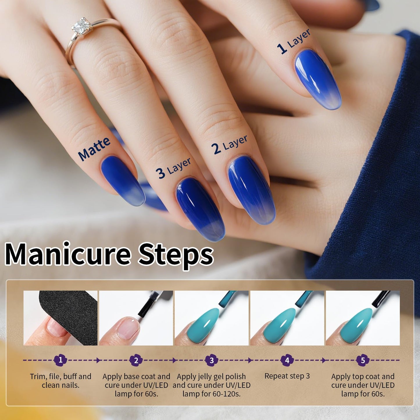 60-Piece Gel Nail Polish Starter Kit | UV Light, 55 Colors, Easy Application