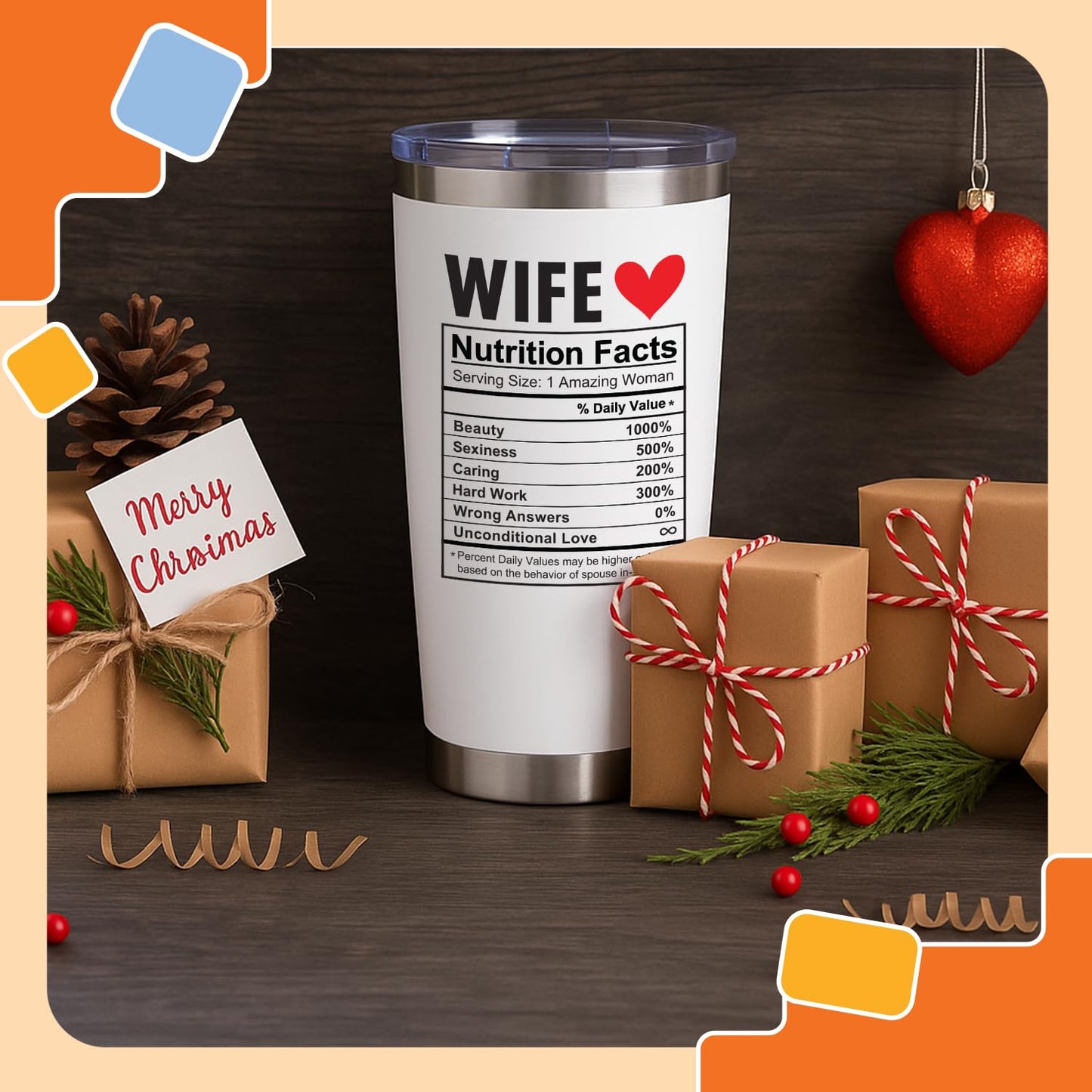 NewEleven Valentines Day Gifts - Gift For Wife, Wedding Anni Present, Wife Gifts From Husband, Him - Best Romantic Gift For Her Wifes, Wifey - 20 Oz Tumbler