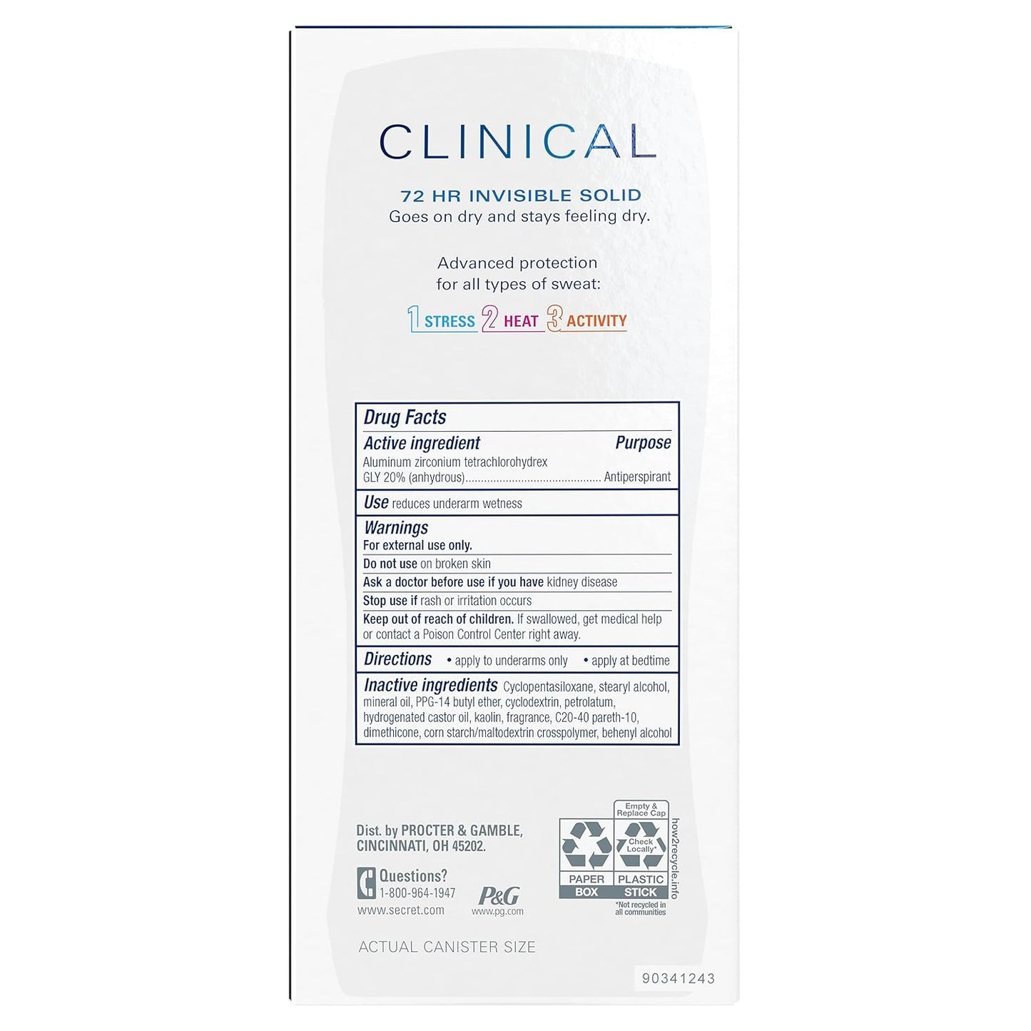 Secret Clinical Strength Antiperspirant Deodorant for Women | 72Hr Sweat & Odor Protection | Cool Waterlily Scent