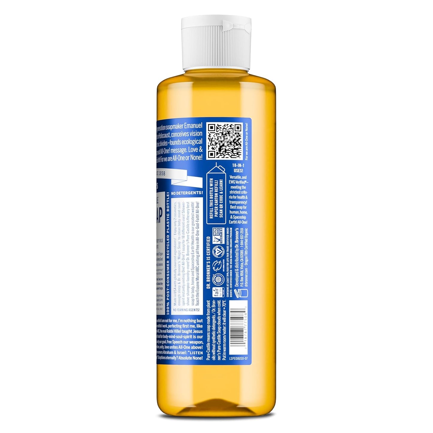 Dr. Bronner's Pure-Castile Liquid Soap | Peppermint 64 Oz | Vegan & Organic