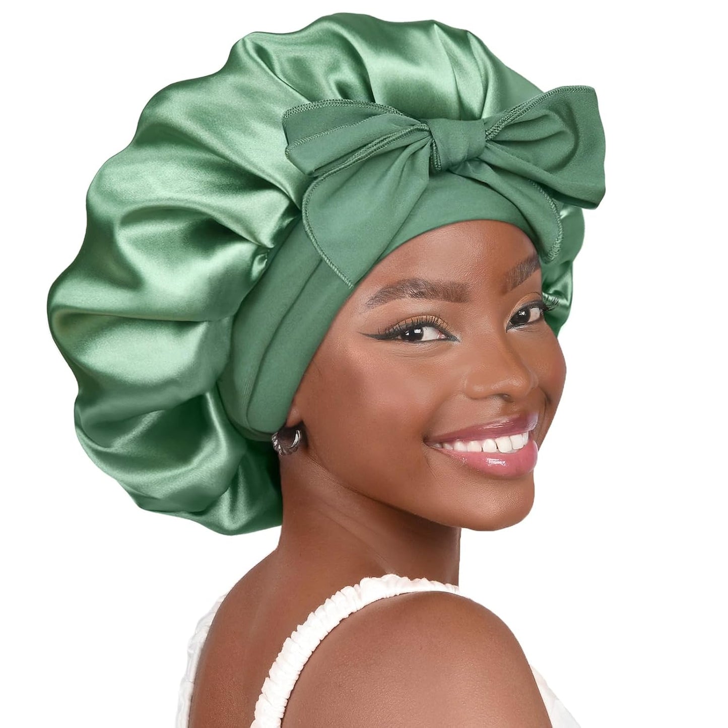 Silk Sleeping Bonnet for Women | Double Layer Satin Lined | Curly Hair | Yellow