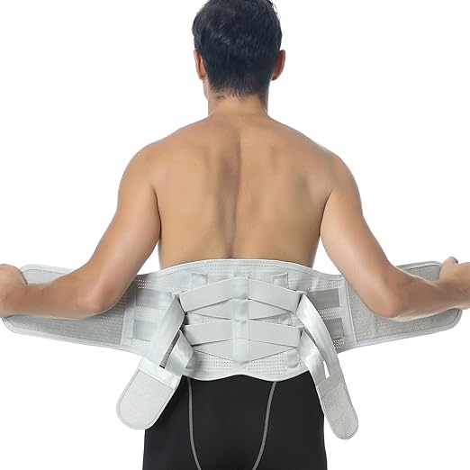 NeoTech Care Back Support Belt - Breathable & Adjustable Lower Back Brace - Double Pull Compression Straps (Grey, Size XL)