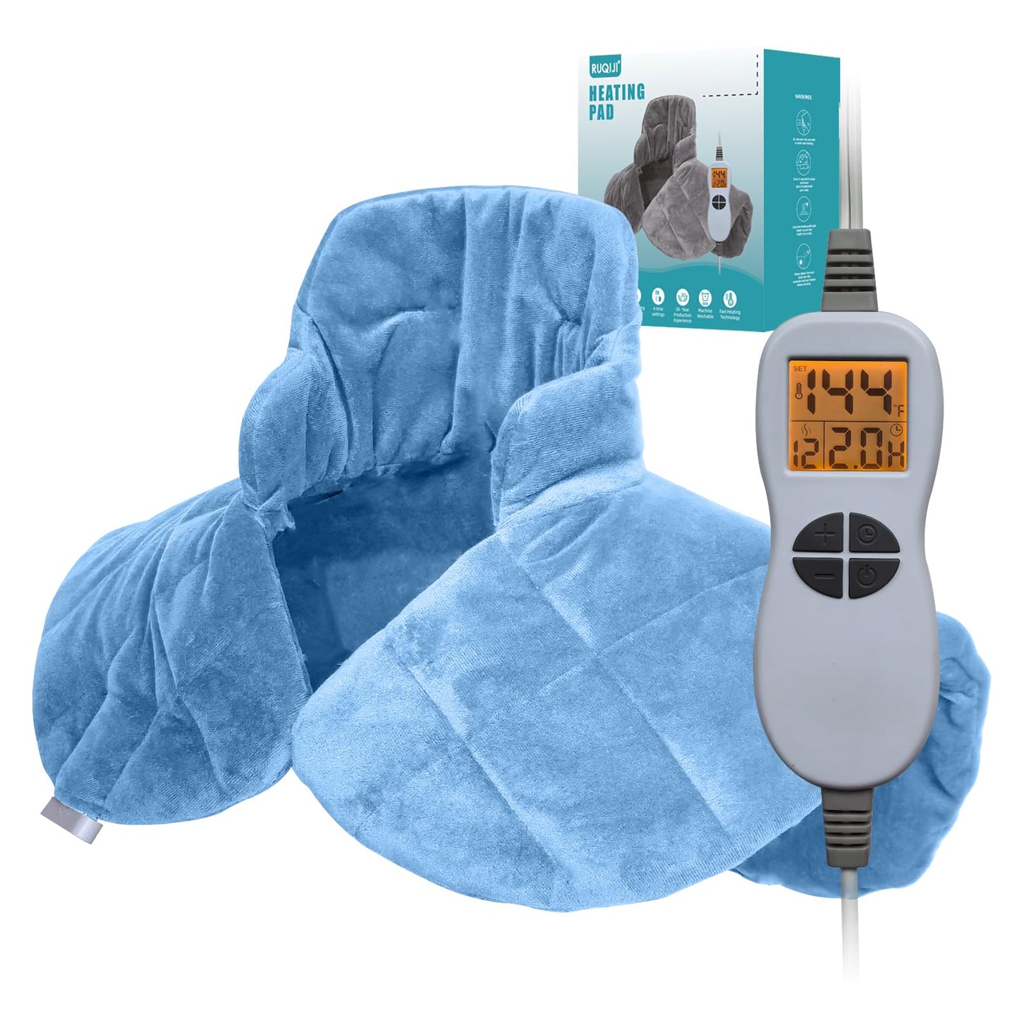 Ruqiji 17''x33'' XXXL King Size Heating Pad with 120 Minutes Auto Shut Off&6 Temperature Settings, Flannel Electric Heating Pad/Pain Relief for Back/Neck/Shoulders/Menstrual Pain/Leg Cramp (Dark Blue)